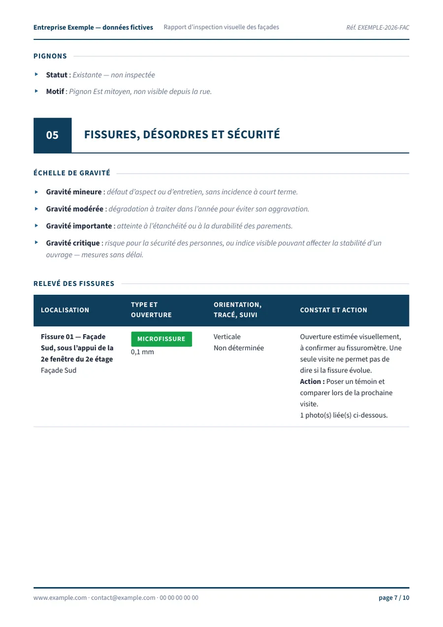 Rapport d’inspection visuelle de façade — page 7 sur 10 (ouvre le PDF)